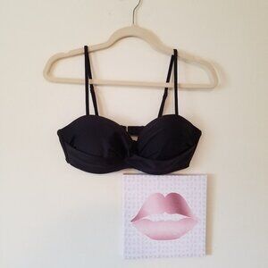 Black crisscross bathing suit top only sz L NWOT